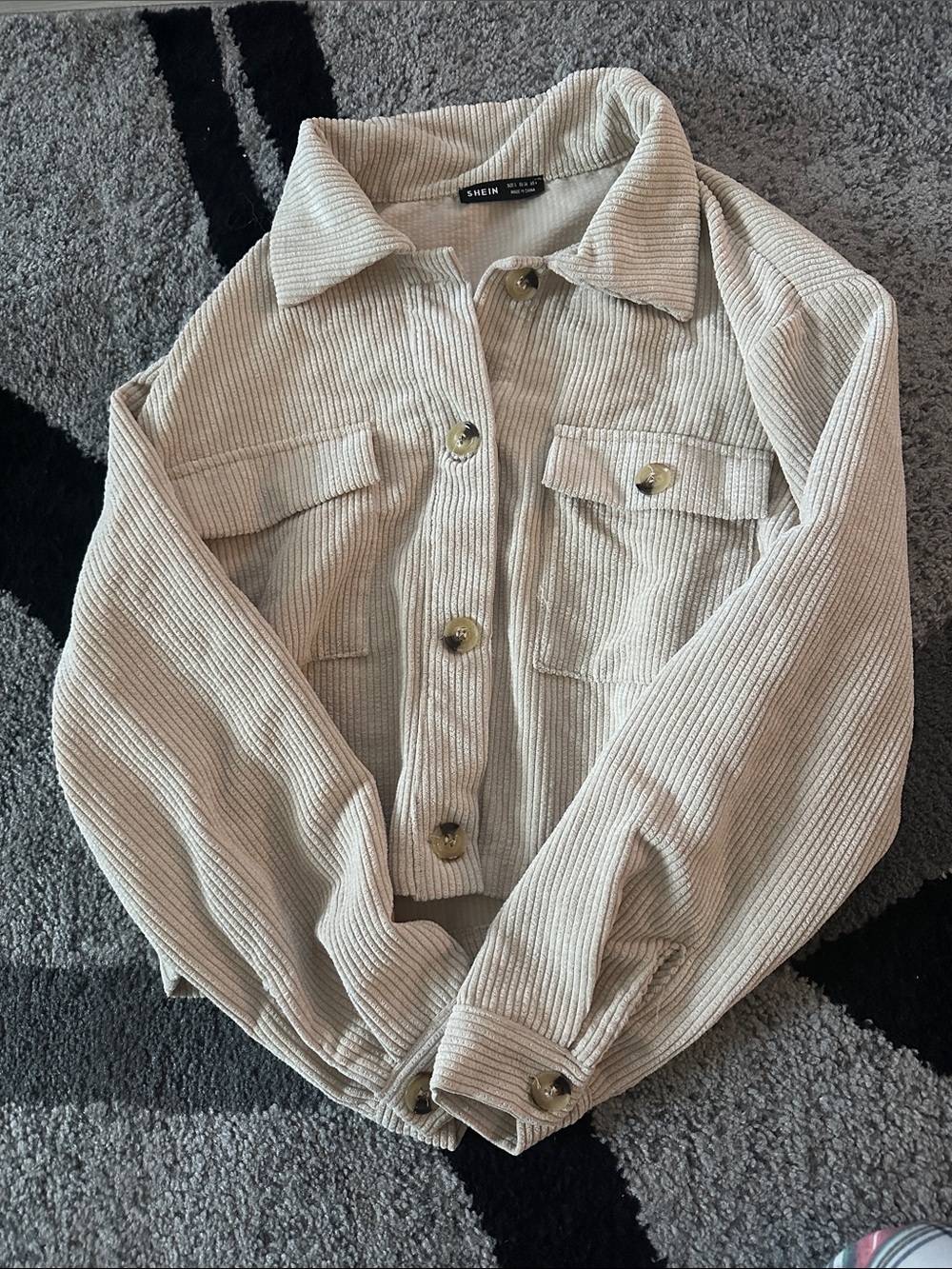 SHEIN Beige Corduroy Button-Front Jacket